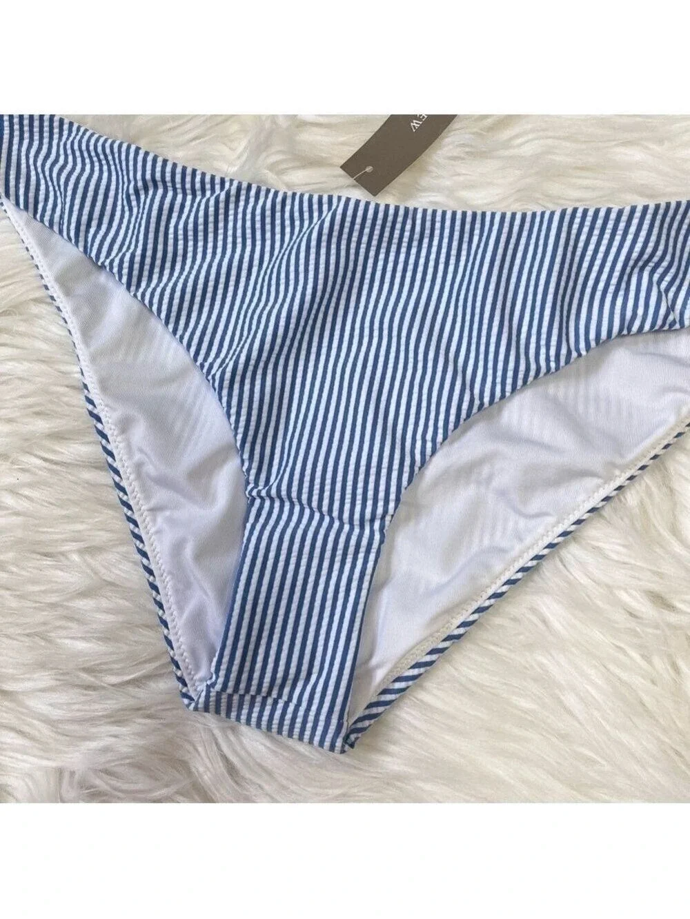 J Crew Blue White Striped Bikini Bottoms Large